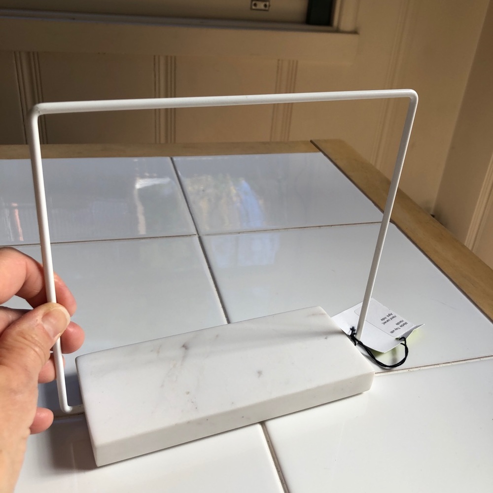 Marble caddy Carrera jewelry or condiment tray with handle